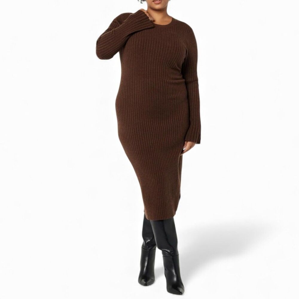 THE DROP Fernanda Bell Sleeve Ribbed Sweater Dress, NWT 5X - Picture 3 of 9